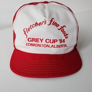 Vintage 1984 Grey Cup Edmonton Trucker Hat Fletchers Fine Foods Cap CFL Snapback